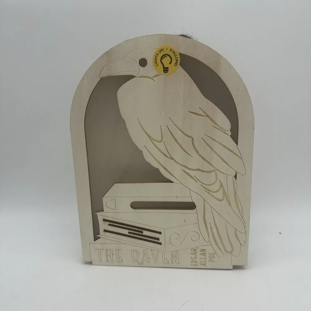Make Market Halloween DIY Wood Decor Edgar Allan Poe The Raven LED Light Up